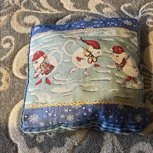 vintage Christmas Mice Ice Skating Snowman Decorative tapestry large pillow